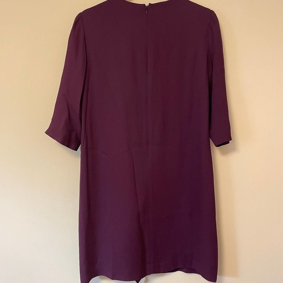 Tibi Ruffle Drape Shift Dress 8 Burgundy Holiday Cocktail Party Academia Sheath - Picture 4 of 4
